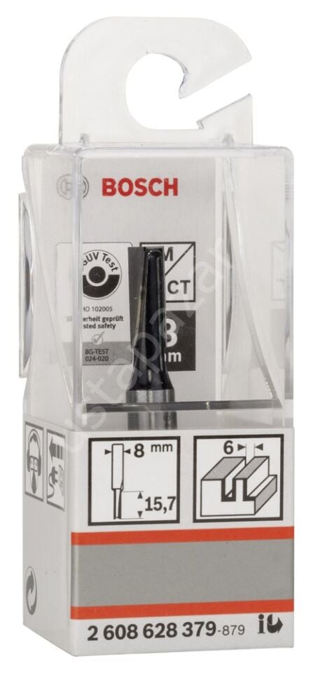 Bosch - Standard Seri Ahşap İçin Çift Oluklu, Sert Metal Düz Freze Ucu 8*6*48 mm 2608628379