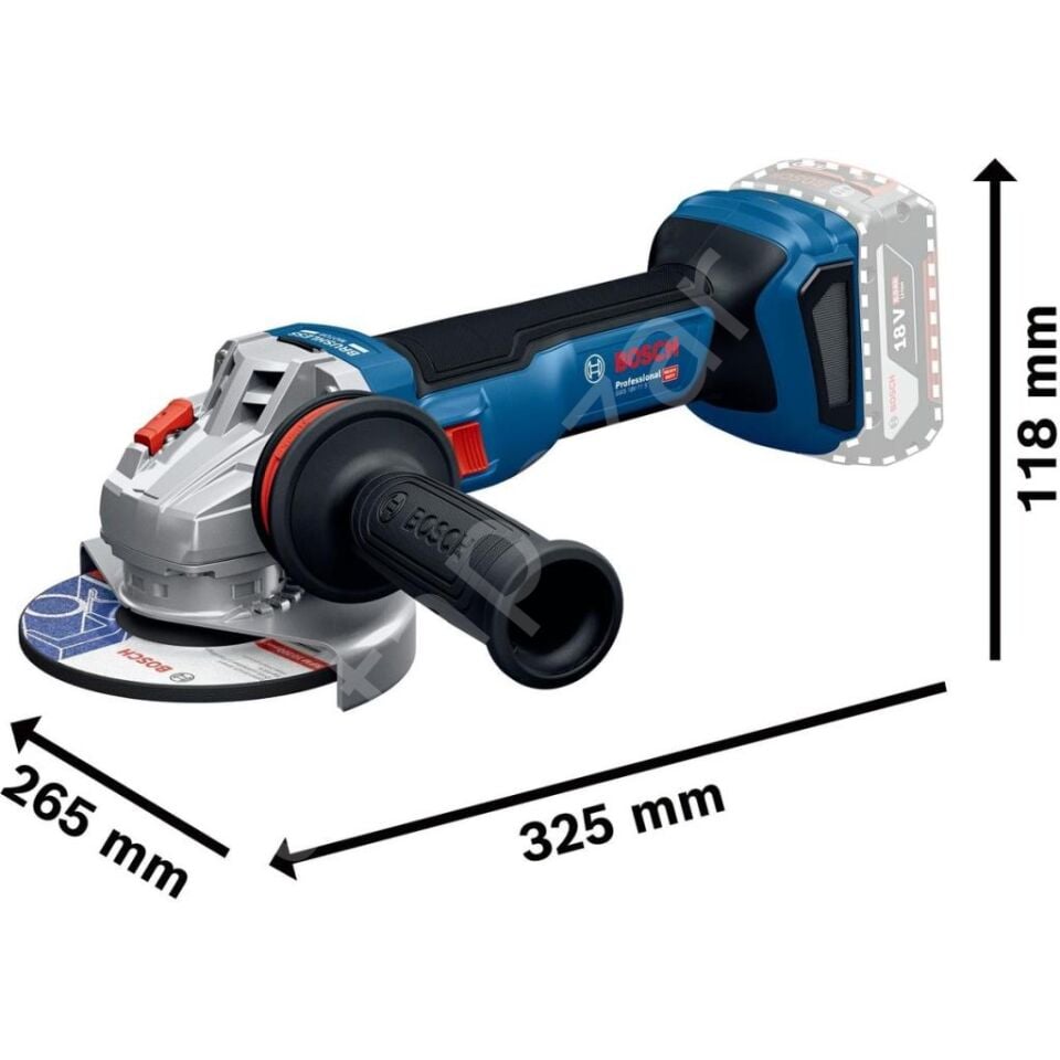 Bosch Profesyonel GWS 18V-11 S Tek Akülü 4 Ah Devir Ayarlı Taşlama 06019N40001X4A