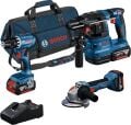 Bosch Profesyonel 18V Akülü Kombo Set GSR 18V-45 +GWS 18V-8 +GBH 18V-22  3x 4.0Ah Akü + Şarj Aleti - 0615A5007L