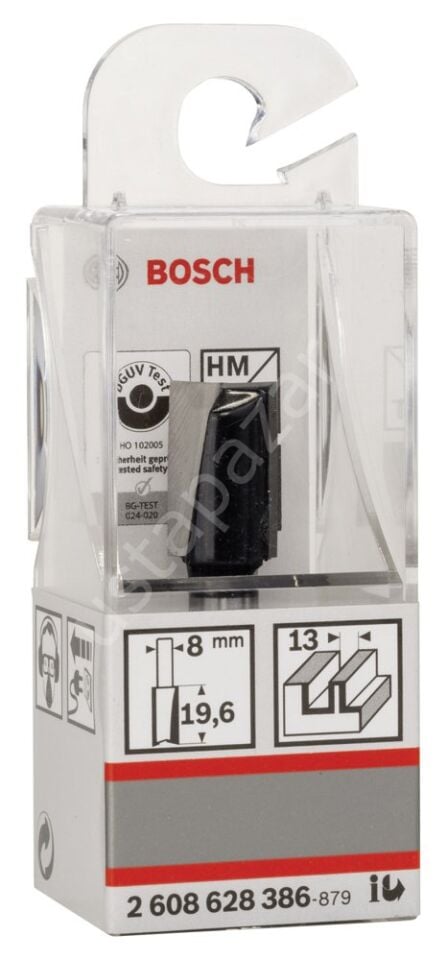 Bosch - Standard Seri Ahşap İçin Çift Oluklu, Sert Metal Düz Freze Ucu 8*13*51mm 2608628386