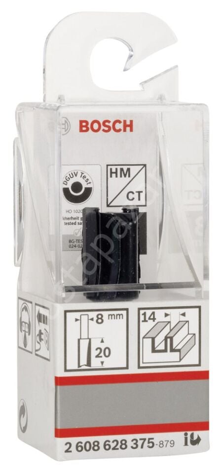 Bosch - Standard Seri Ahşap İçin Çift Oluklu, Sert Metal Düz Freze Ucu 8*14*51mm 2608628375