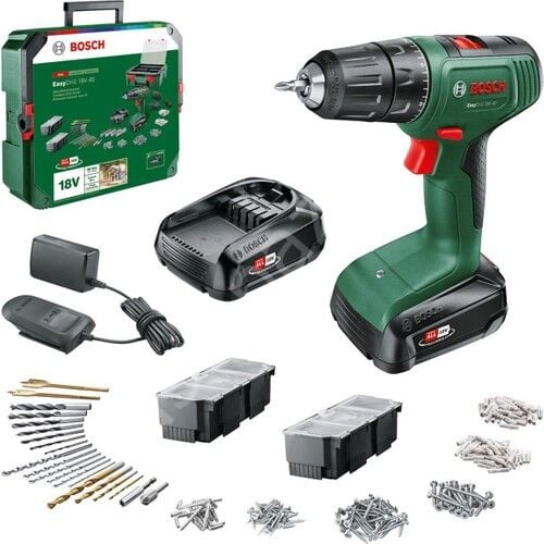 Bosch Easydrill 18V-40 1.5AH Çift Akü Delme/vidalama + 241 Parça Aksesuar Seti