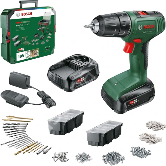 Bosch Easydrill 18V-40 1.5AH Çift Akü Delme/vidalama + 241 Parça Aksesuar Seti