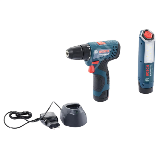 Bosch Professional GSR 120-LI 2 Ah Çift Akülü Tornavida ve GLI 12V-300 Fener 06019G8004