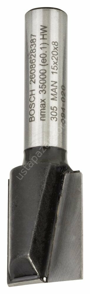 Bosch - Standard Seri Ahşap İçin Çift Oluklu, Sert Metal Düz Freze Ucu 8*15*51mm 2608628387