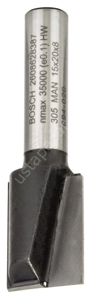 Bosch - Standard Seri Ahşap İçin Çift Oluklu, Sert Metal Düz Freze Ucu 8*15*51mm 2608628387