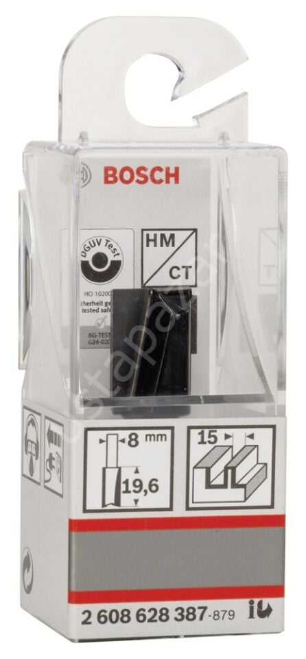 Bosch - Standard Seri Ahşap İçin Çift Oluklu, Sert Metal Düz Freze Ucu 8*15*51mm 2608628387