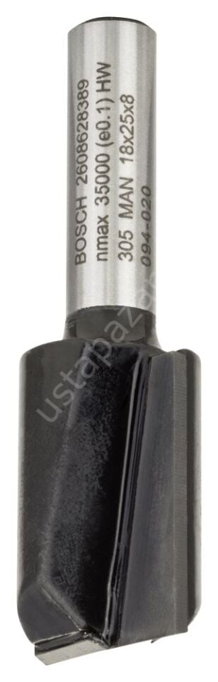 Bosch - Standard Seri Ahşap İçin Çift Oluklu, Sert Metal Düz Freze Ucu 8*18*56mm 2608628389