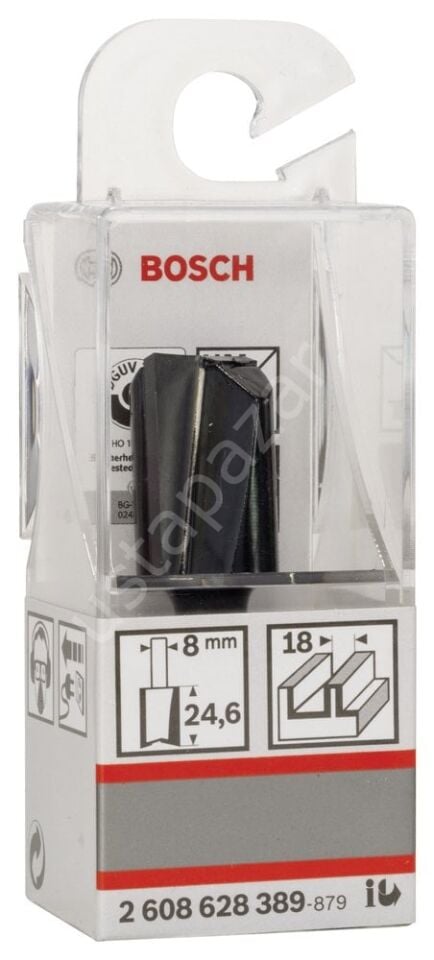Bosch - Standard Seri Ahşap İçin Çift Oluklu, Sert Metal Düz Freze Ucu 8*18*56mm 2608628389