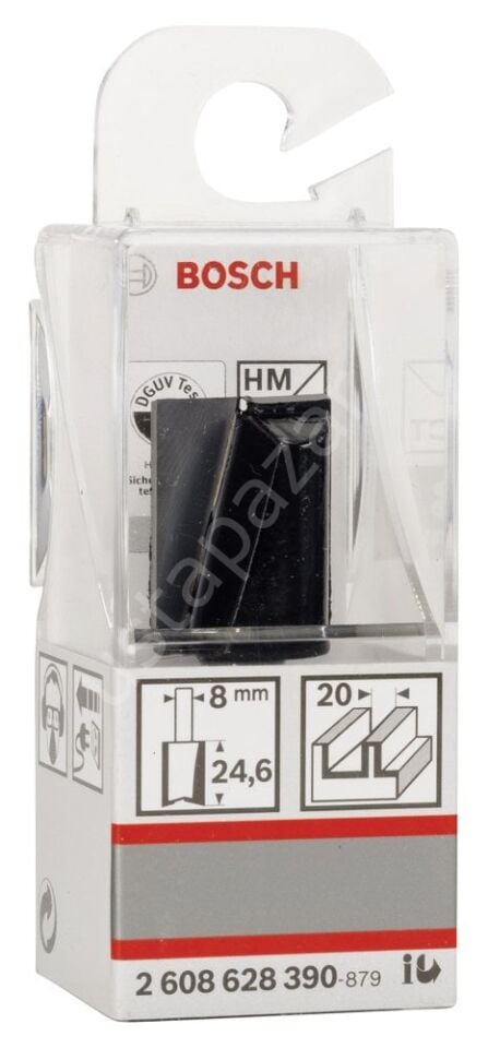 Bosch - Standard Seri Ahşap İçin Çift Oluklu, Sert Metal Düz Freze Ucu 8*20*56mm 2608628390
