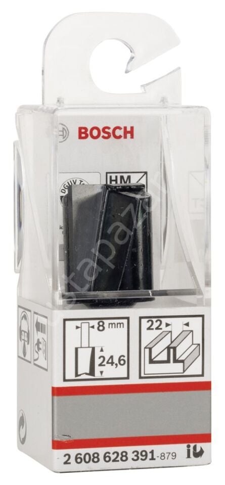 Bosch - Standard Seri Ahşap İçin Çift Oluklu, Sert Metal Düz Freze Ucu 8*22*56mm 2608628391