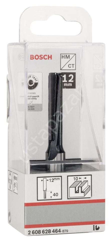 Bosch - Standard Seri Ahşap İçin Çift Oluklu, Sert Metal Ekstra Uzun Düz Freze Ucu 12*10*81mm 2608628464
