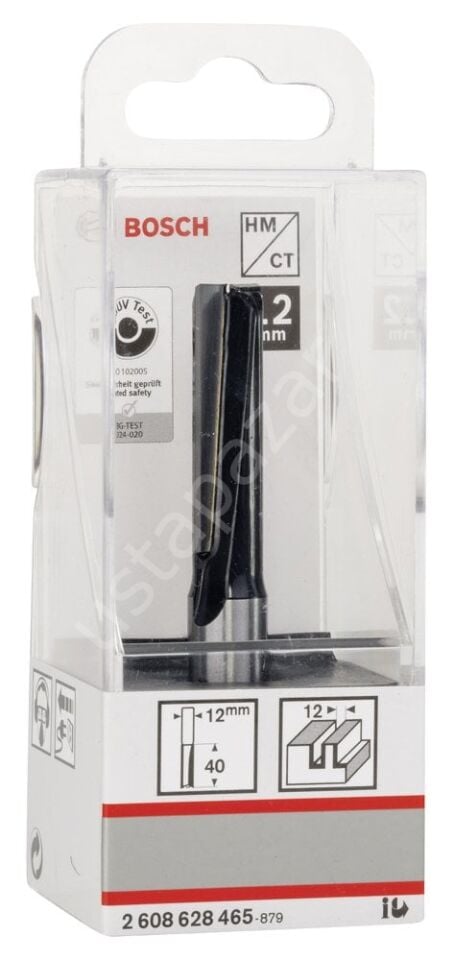 Bosch - Standard Seri Ahşap İçin Çift Oluklu, Sert Metal Ekstra Uzun Düz Freze Ucu 12*12*81mm 2608628465