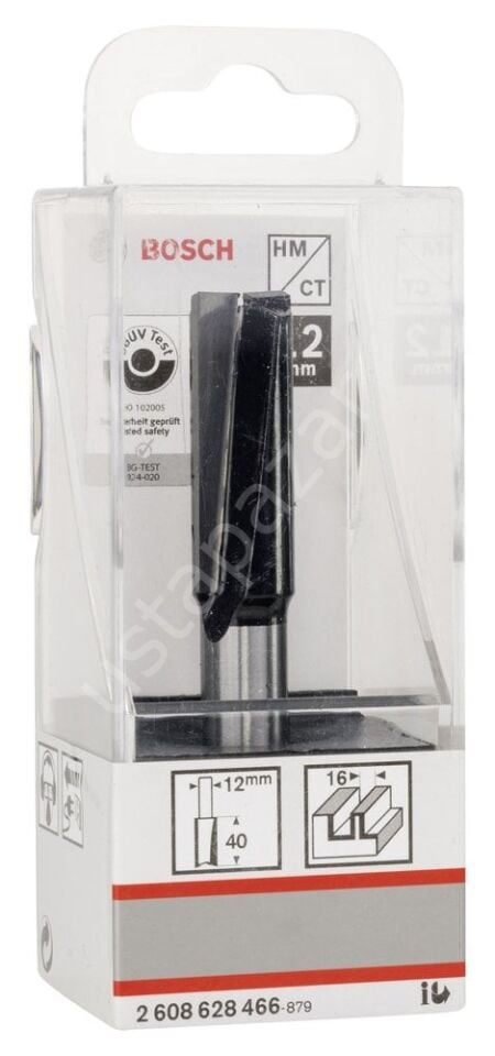 Bosch - Standard Seri Ahşap İçin Çift Oluklu, Sert Metal Ekstra Uzun Düz Freze Ucu 12*16*81mm 2608628466