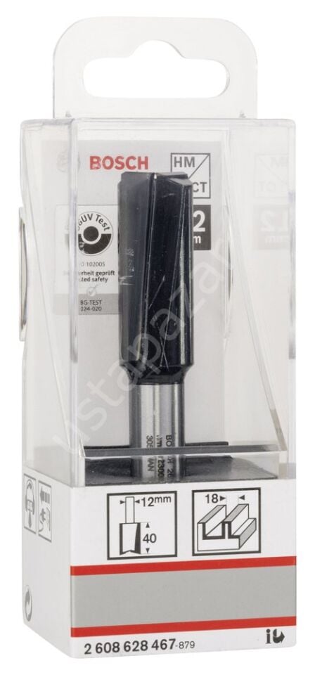 Bosch - Standard Seri Ahşap İçin Çift Oluklu, Sert Metal Ekstra Uzun Düz Freze Ucu 12*18*81mm 2608628467