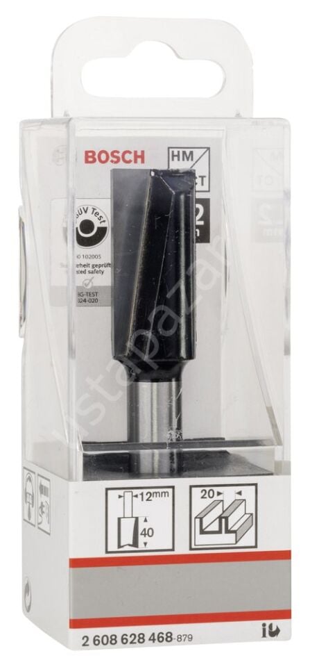 Bosch - Standard Seri Ahşap İçin Çift Oluklu, Sert Metal Ekstra Uzun Düz Freze Ucu 12*20*81mm 2608628468