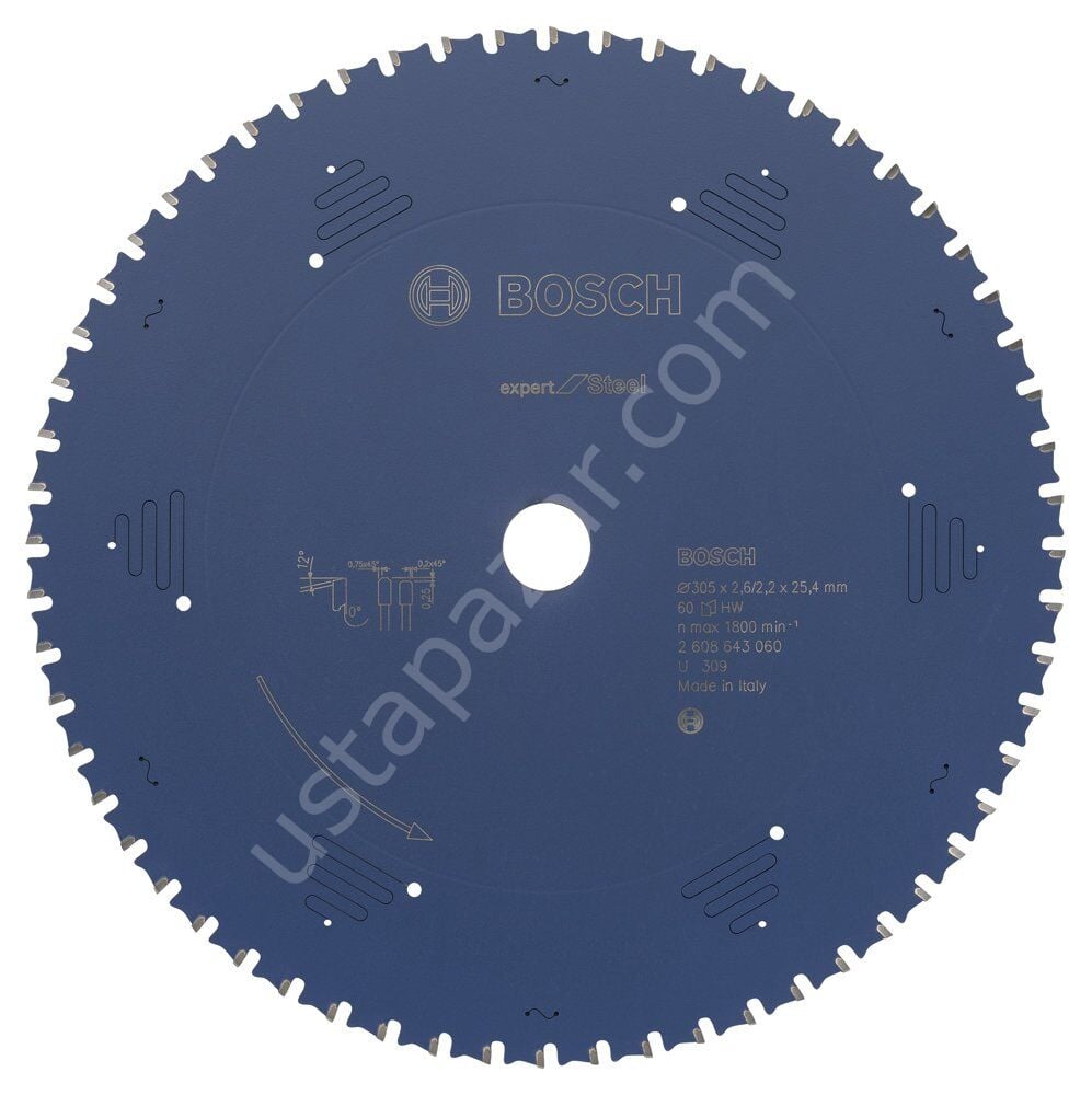 Bosch - Expert Serisi Metal için Daire Testere Bıçağı 305*25,40 mm 60 Diş 2608643060