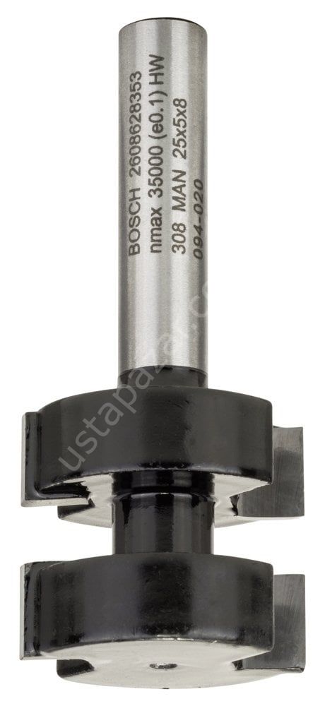 Bosch - Standard Seri Ahşap İçin Çift Oluklu, Sert Metal Dilli Birleşim Frezesi 8*25*58 mm 2608628353