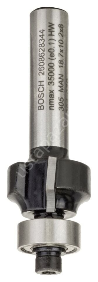 Bosch - Standard Seri Ahşap İçin Çift Oluklu, Sert Metal Bilya Yataklı Yuvarlama Frezesi 8*3*53 mm 2608628344