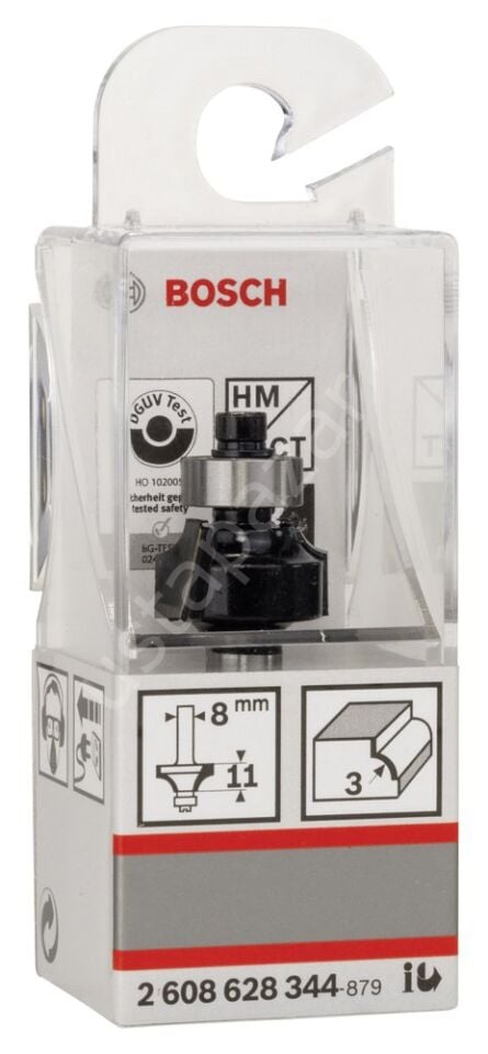 Bosch - Standard Seri Ahşap İçin Çift Oluklu, Sert Metal Bilya Yataklı Yuvarlama Frezesi 8*3*53 mm 2608628344