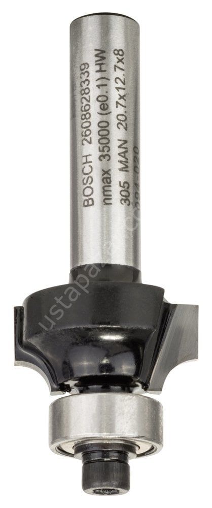 Bosch - Standard Seri Ahşap İçin Çift Oluklu, Sert Metal Bilya Yataklı Yuvarlama Frezesi 8*4*53 mm 2608628339
