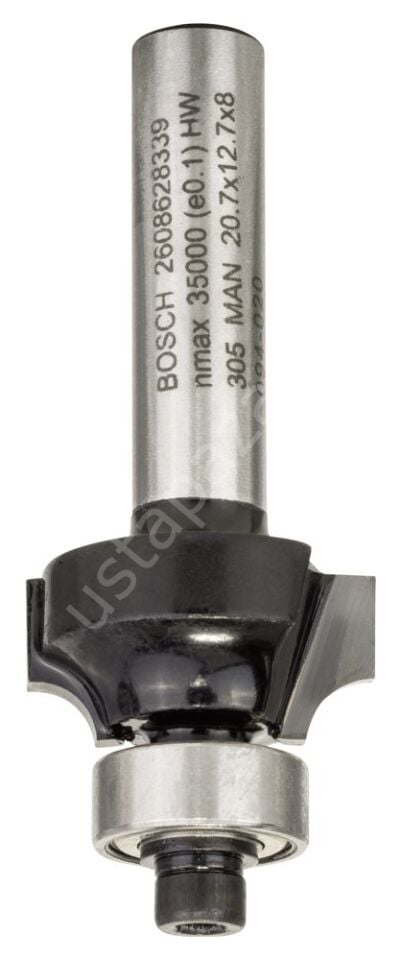 Bosch - Standard Seri Ahşap İçin Çift Oluklu, Sert Metal Bilya Yataklı Yuvarlama Frezesi 8*4*53 mm 2608628339