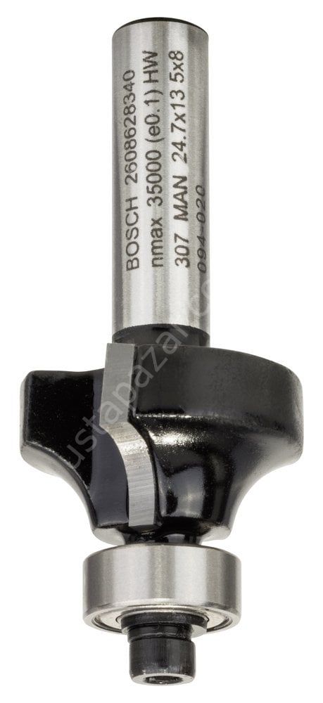 Bosch - Standard Seri Ahşap İçin Çift Oluklu, Sert Metal Bilya Yataklı Yuvarlama Frezesi 8*6*53 mm 2608628340