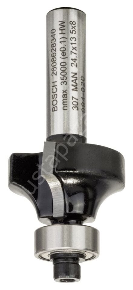 Bosch - Standard Seri Ahşap İçin Çift Oluklu, Sert Metal Bilya Yataklı Yuvarlama Frezesi 8*6*53 mm 2608628340