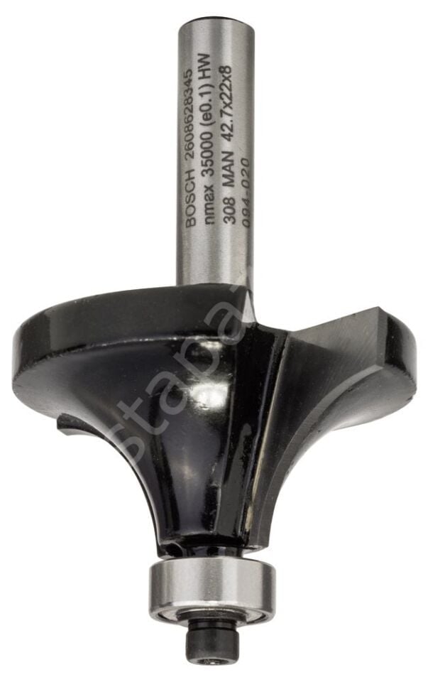 Bosch - Standard Seri Ahşap İçin Çift Oluklu, Sert Metal Bilya Yataklı Yuvarlama Frezesi 8*15*66 mm 2608628345
