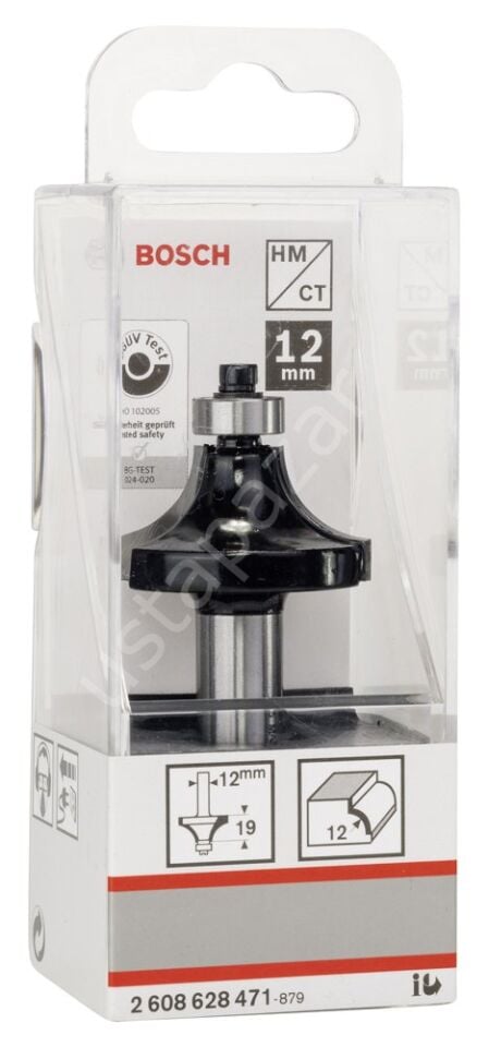 Bosch - Standard Seri Ahşap İçin Çift Oluklu, Sert Metal Bilya Yataklı Yuvarlama Frezesi 12*12*70 mm 2608628471