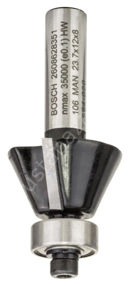 Bosch - Standard Seri Ahşap ve Laminant İçin Çift Oluklu, Sert Metal Bilya Yataklı Pah Açma Frezesi 8*5,5*54 mm 2608628351