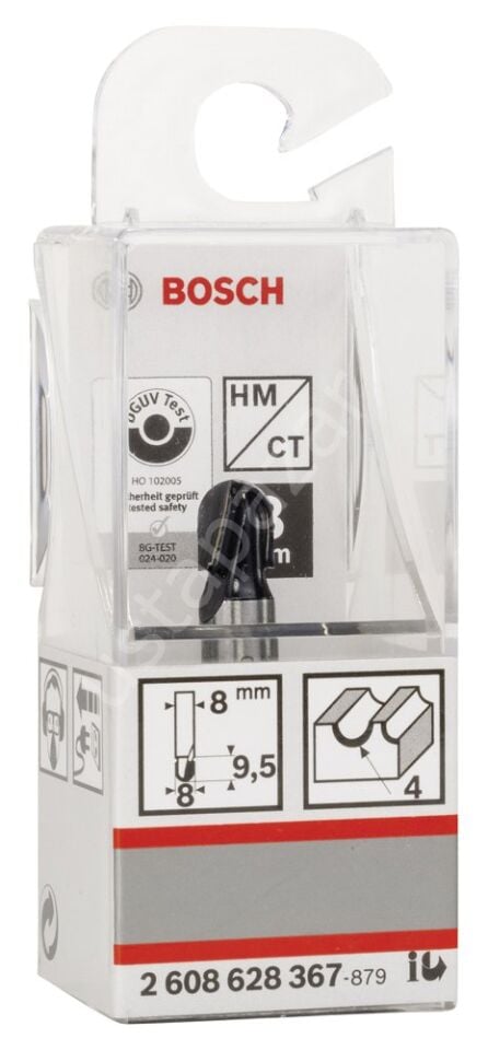 Bosch - Standard Seri Ahşap İçin Çift Oluklu, Sert Metal Dalma Yarımay Freze 8*8*40*4 mm 2608628367