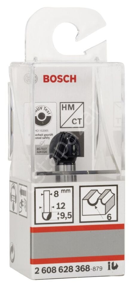 Bosch - Standard Seri Ahşap İçin Çift Oluklu, Sert Metal Dalma Yarımay Freze 8*12*40*6 mm 2608628368