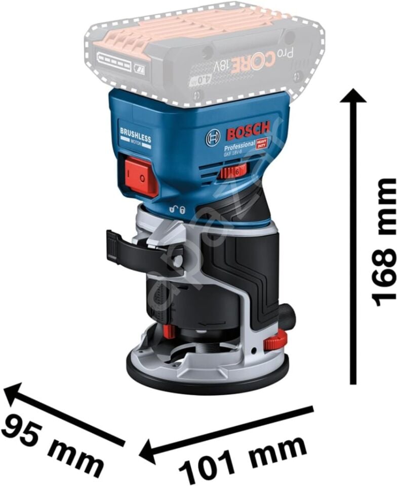 Bosch Professional GKF 18V-8 + Te 600 Akülü Dik Freze L-Boxx (Solo) 06016C2003