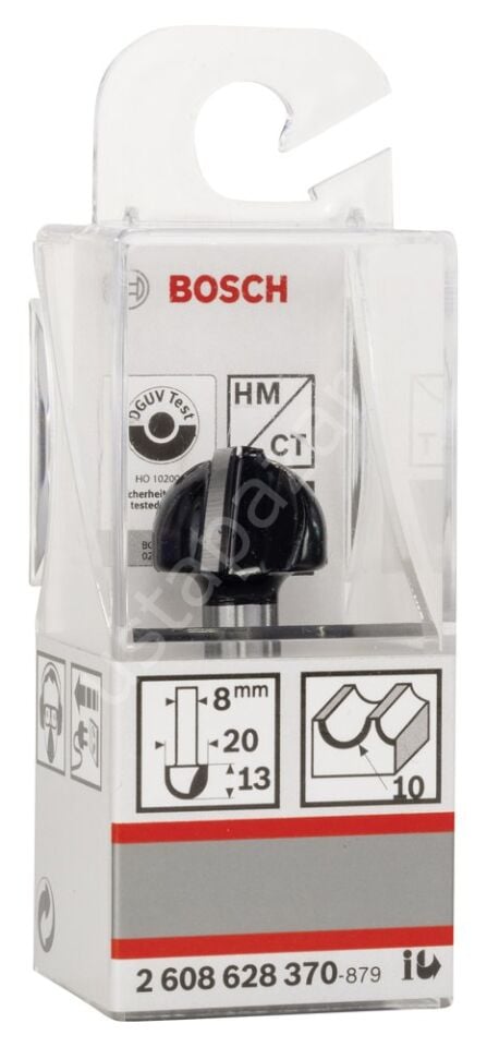 Bosch - Standard Seri Ahşap İçin Çift Oluklu, Sert Metal Dalma Yarımay Freze 8*20*46*10 mm 2608628370