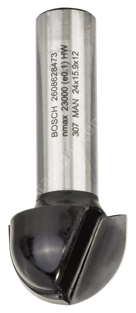Bosch - Standard Seri Ahşap İçin Çift Oluklu, Sert Metal Dalma Yarımay Freze 12*24*57*12 mm 2608628473