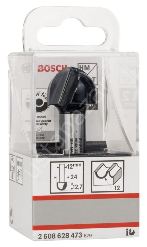 Bosch - Standard Seri Ahşap İçin Çift Oluklu, Sert Metal Dalma Yarımay Freze 12*24*57*12 mm 2608628473