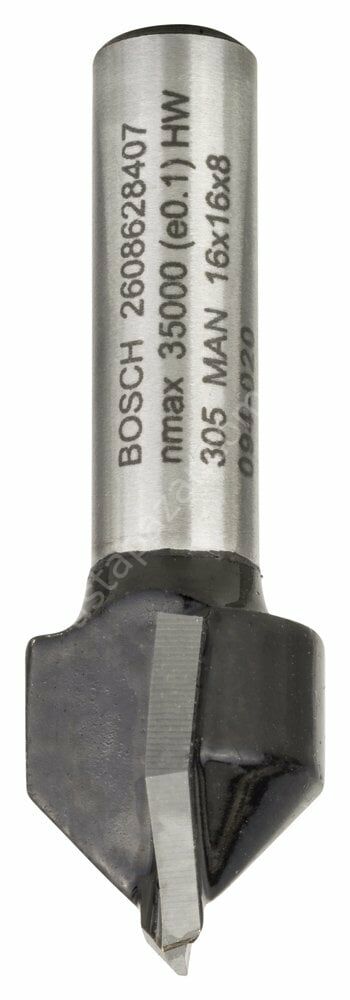 Bosch - Standard Seri Ahşap İçin Çift Oluklu Sert Metal V-Kanal Freze 8*16*45 mm 2608628407