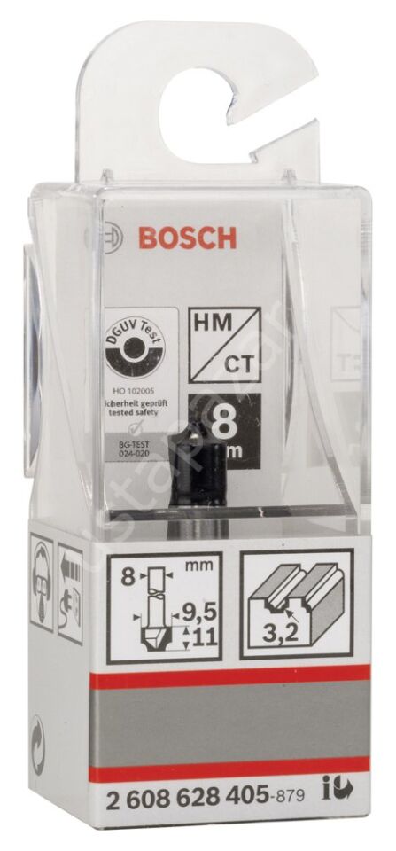 Bosch - Standard Seri Ahşap İçin Tek Oluklu Sert Metal Çeyrek Parmak Freze 8*9,5*41mm 2608628405
