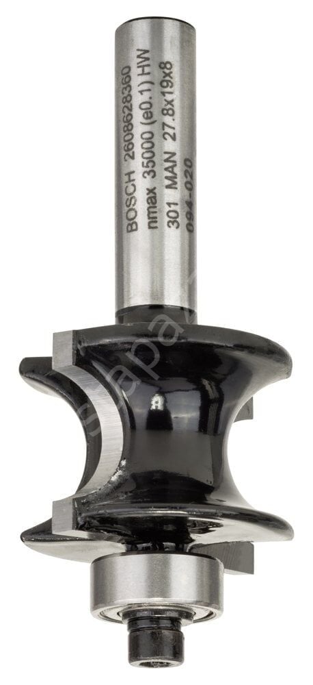 Bosch - Standard Seri Ahşap İçin Sert Metal Bilya Yataklı Yarım Çubuk Freze 8*19*63 mm 2608628360