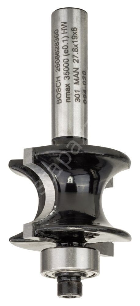 Bosch - Standard Seri Ahşap İçin Sert Metal Bilya Yataklı Yarım Çubuk Freze 8*19*63 mm 2608628360