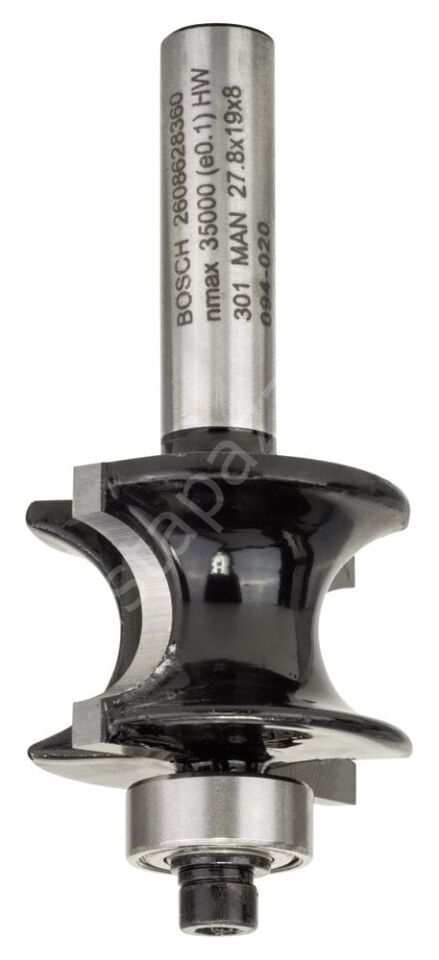 Bosch - Standard Seri Ahşap İçin Sert Metal Bilya Yataklı Yarım Çubuk Freze 8*19*63 mm 2608628360