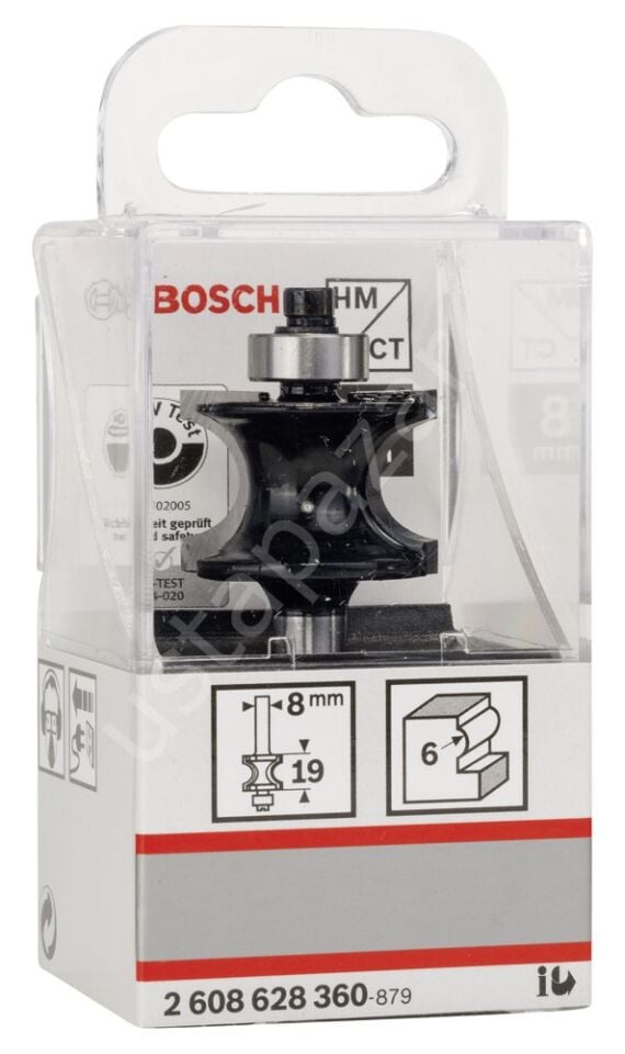 Bosch - Standard Seri Ahşap İçin Sert Metal Bilya Yataklı Yarım Çubuk Freze 8*19*63 mm 2608628360