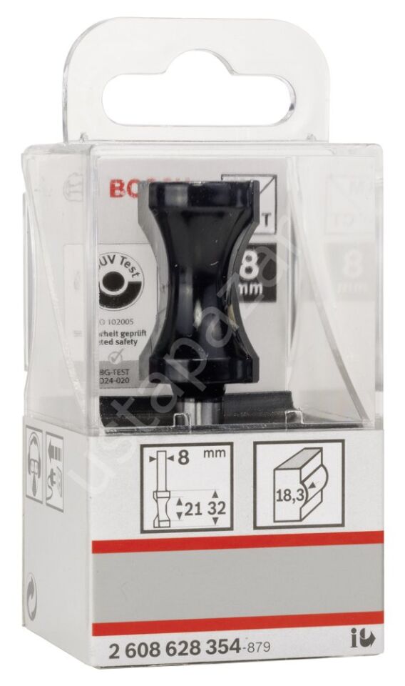 Bosch - Standard Seri Ahşap İçin Çift Oluklu Sert Metal Yassı Çubuk Freze 8*20,6*63,5mm 2608628354