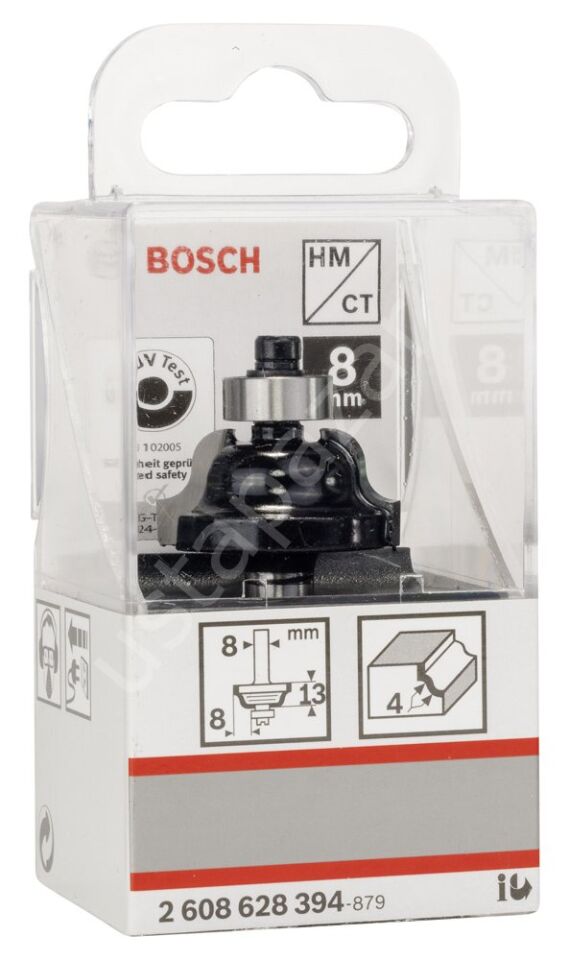 Bosch - Standard Seri Ahşap İçin Çift Oluklu Sert Metal Kenar Biçimlendirme Frezesi 8*8*54 mm 2608628394
