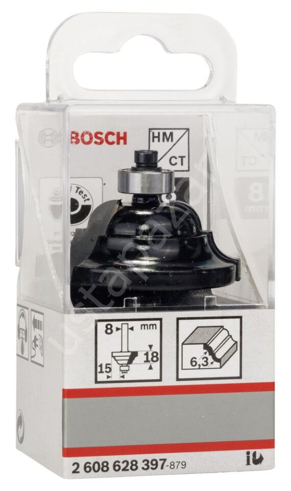 Bosch - Standard Seri Ahşap İçin Çift Oluklu Sert Metal Kenar Biçimlendirme Frezesi 8*15*60 mm 2608628397