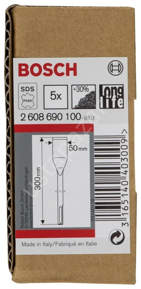 Bosch - LongLife Serisi, SDS-Max Şaftlı Fayans Keski 300*50 mm 5'li 2608690100