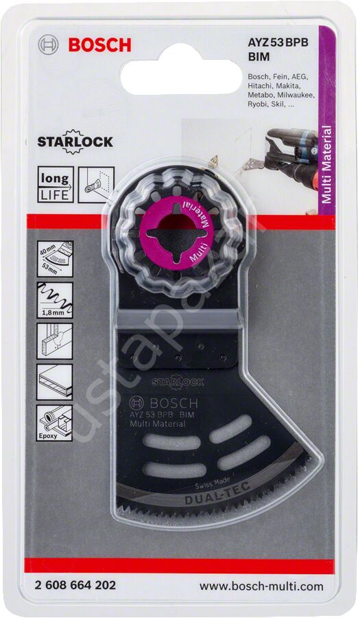 Bosch - Starlock - AYZ 53 BPB - BIM Çoklu Malzeme İçin Daldırmalı ve Yana Kesim Testere Bıçağı 1'li 2608664202