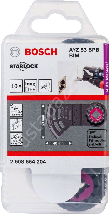 Bosch - Starlock - AYZ 53 BPB - BIM Çoklu Malzeme İçin Daldırmalı ve Yana Kesim Testere Bıçağı 10'lu 2608664204
