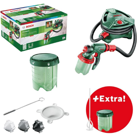 Bosch PFS 5000 E Boya Tabancası Promo Set (1 ilave boya haznesi & 1 karıştırıcı) 0603207202